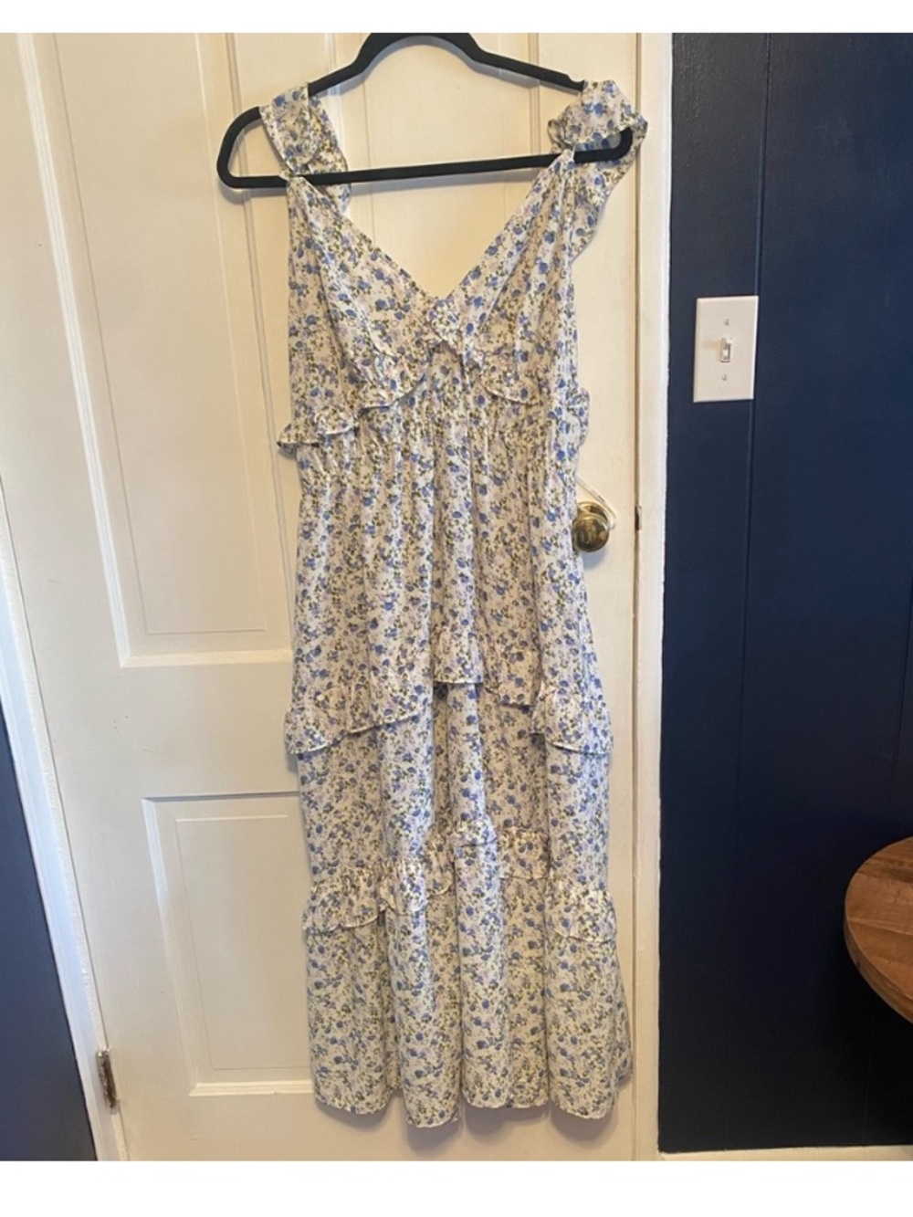 ARULA Blue and White Floral Maxi Dress